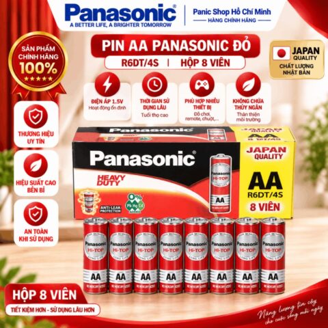 Combo 8 viên Pin Than Panasonic AA R6DT/4S-V (Đỏ) – Hàng Chính Hãng