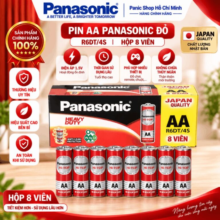 Combo 8 viên Pin Than Panasonic AA R6DT/4S-V (Đỏ) – Hàng Chính Hãng