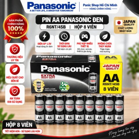 Combo 8 viên Pin than Panasonic AA R6NT/4SB-V (Đen) – Hàng Chính Hãng
