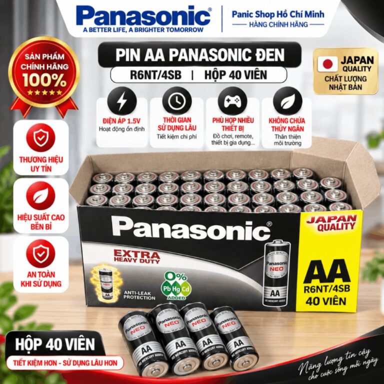 Hộp 40 viên Pin than Panasonic AA R6NT/4SB-V (Đen) – Hàng Chính Hãng