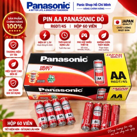 Hộp 60 viên Pin Than Panasonic AA R6DT/4S-V (Đỏ) – Hàng Chính Hãng