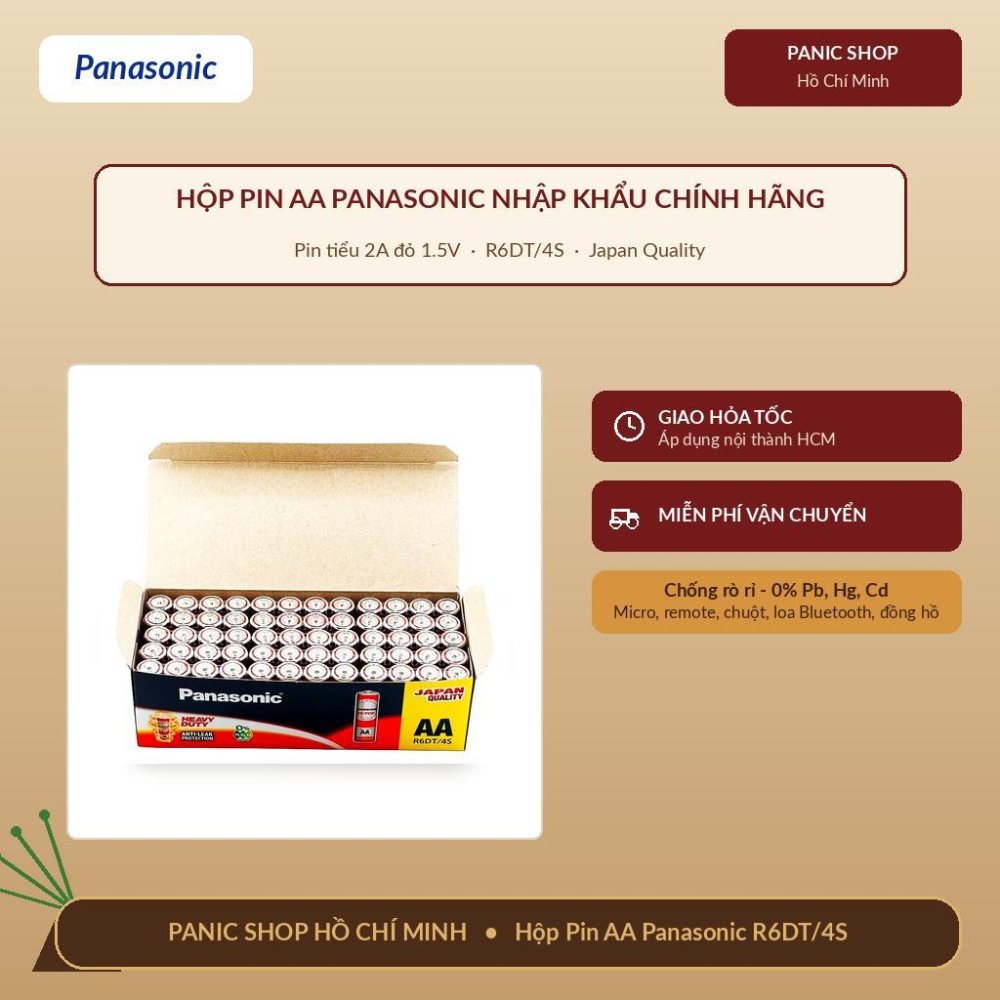 Hộp 60 viên Pin Than Panasonic AA R6DT/4S-V (Đỏ) – Hàng Chính Hãng