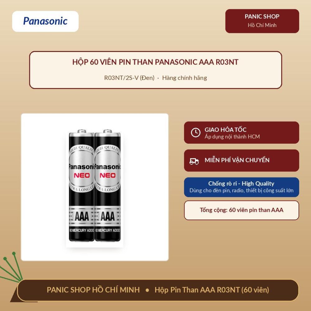 Hộp 60 viên Pin Than Panasonic AAA R03NT/2S-V (Đen) – Hàng Chính Hãng