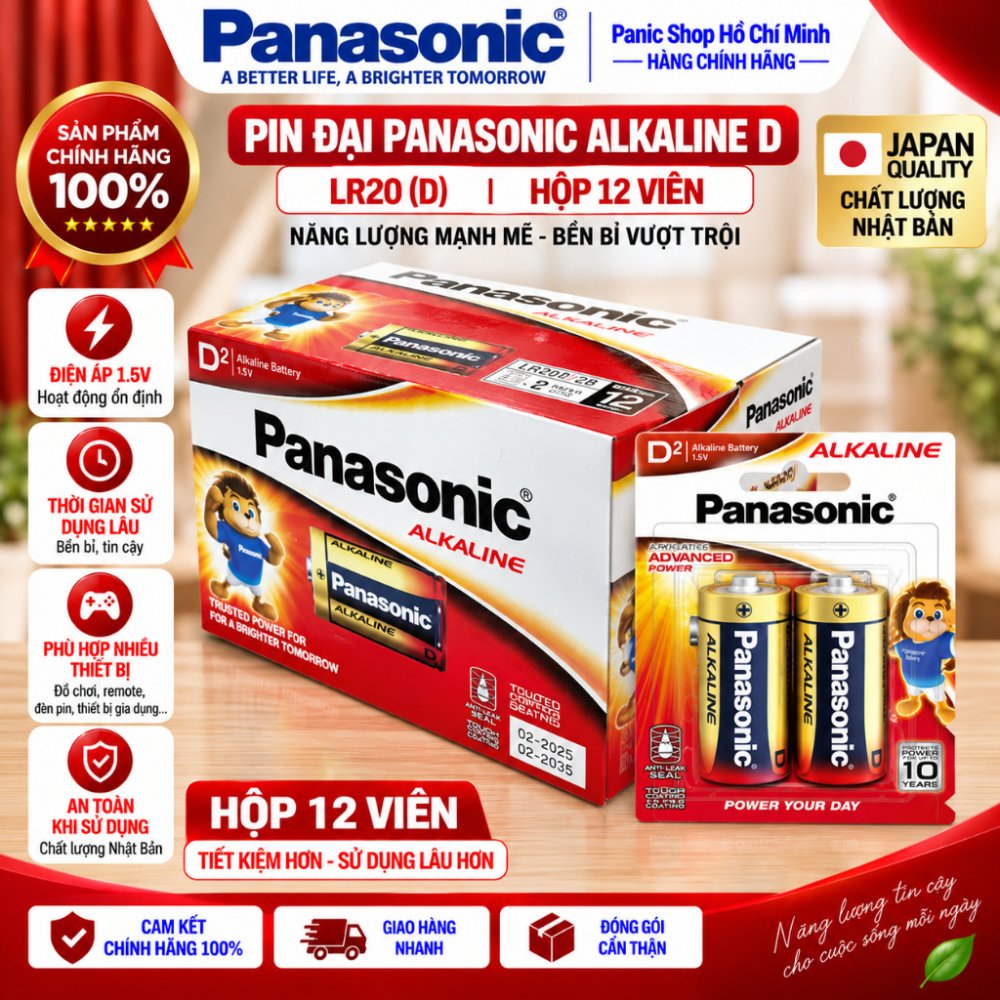 Hộp Pin Panasonic Alkaline Đại D (LR20) – Hàng Chính Hãng