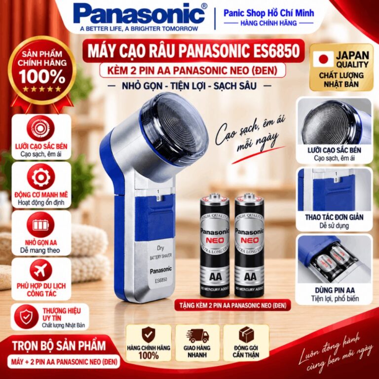 Panasonic Máy cạo râu ES6850 dùng pin AA Đen - Hàng chính hãng