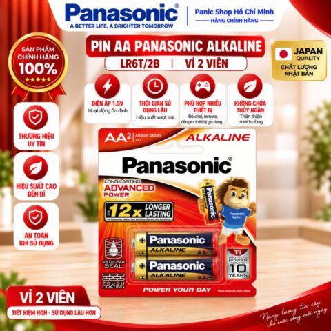 Pin cao cấp - Pin Panasonic Alkaline AA LR6T/2B-V – Hàng Chính Hãng