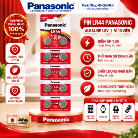Pin LR44 A76 AG13 G13A Panasonic Alkaline 1.5V vỉ10 viên
