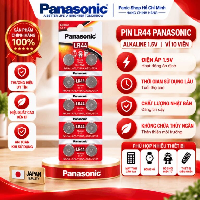 Pin LR44 A76 AG13 G13A Panasonic Alkaline 1.5V vỉ10 viên