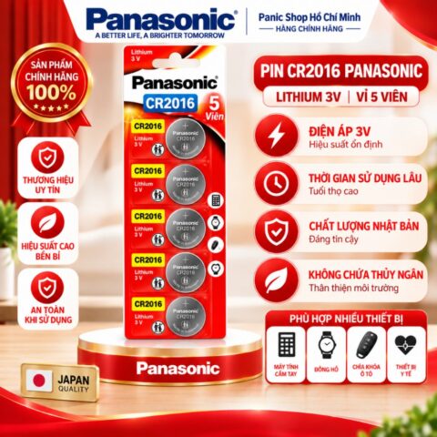 Pin nút Panasonic CR-2016/5BE (Vỉ 5 viên) - Hàng Chính Hãng