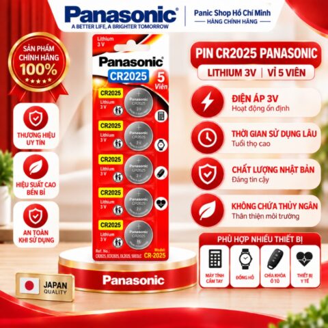 Pin nút Panasonic CR-2025/5BE (Vỉ 5 viên) - Hàng Chính Hãng