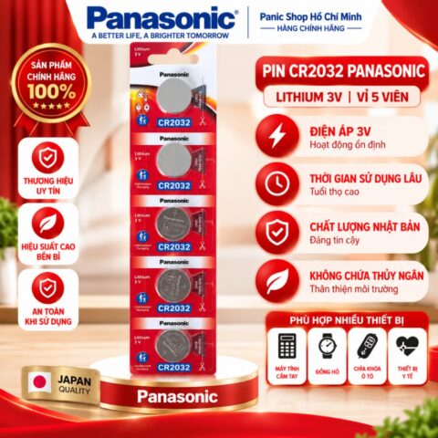 Pin nút Panasonic CR-2032/5B (Vỉ 5 viên) - Hàng Chính Hãng