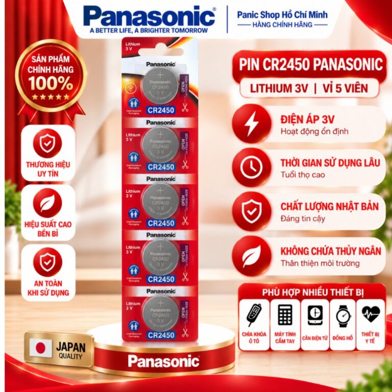 Pin nút Panasonic CR-2450/5BE (Vỉ 5 viên) - Hàng Chính Hãng