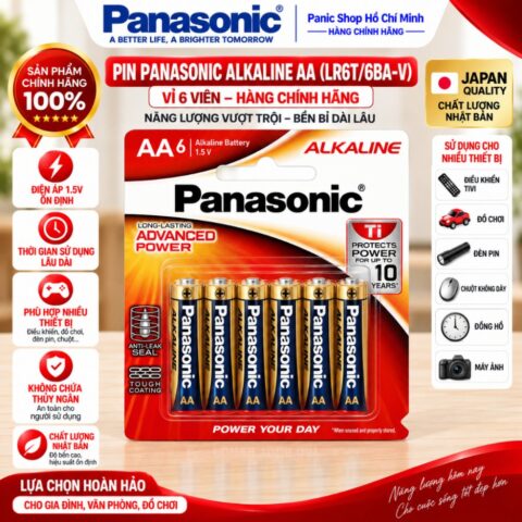 Pin Panasonic Alkaline AA LR6T/6BA-V (Vỉ 6 viên) – Hàng Chính Hãng