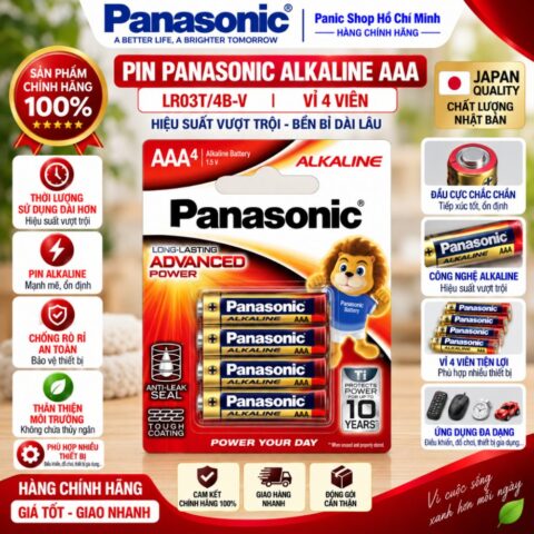 Pin Panasonic Alkaline AAA LR03T/4B-V (Vỉ 4 viên) – Hàng Chính Hãng