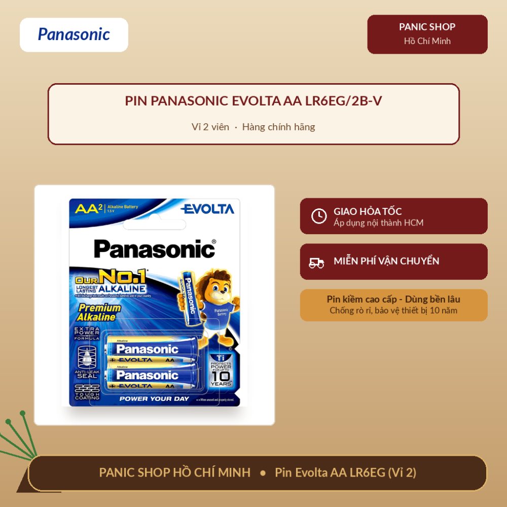 Pin Panasonic Evolta AA LR6EG/2B-V (Vỉ 2 viên) - Hàng Chính Hãng