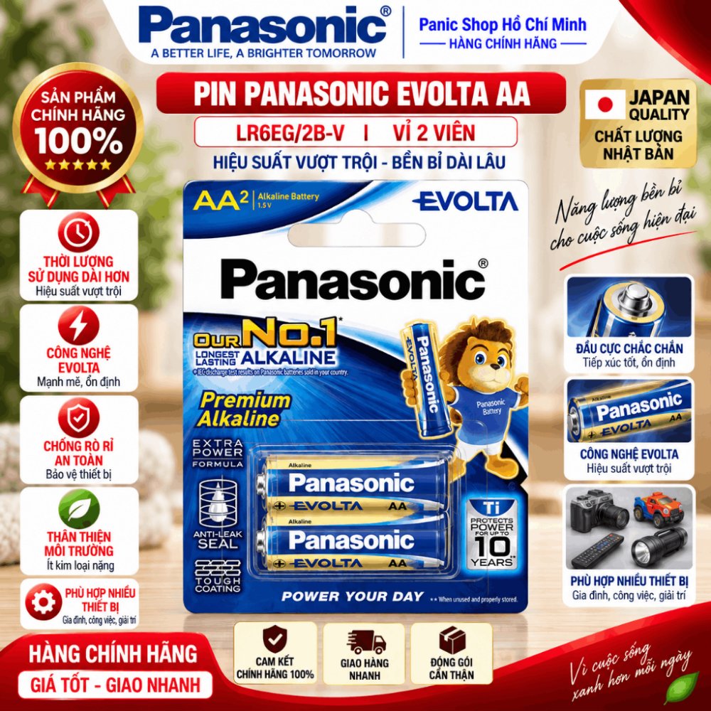 Pin Panasonic Evolta AA LR6EG/2B-V (Vỉ 2 viên) - Hàng Chính Hãng