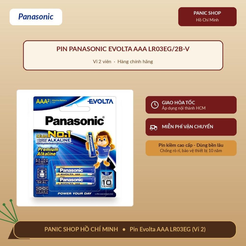 Pin Panasonic Evolta AAA LR03EG/2B-V (Vỉ 2 viên) - Hàng Chính Hãng