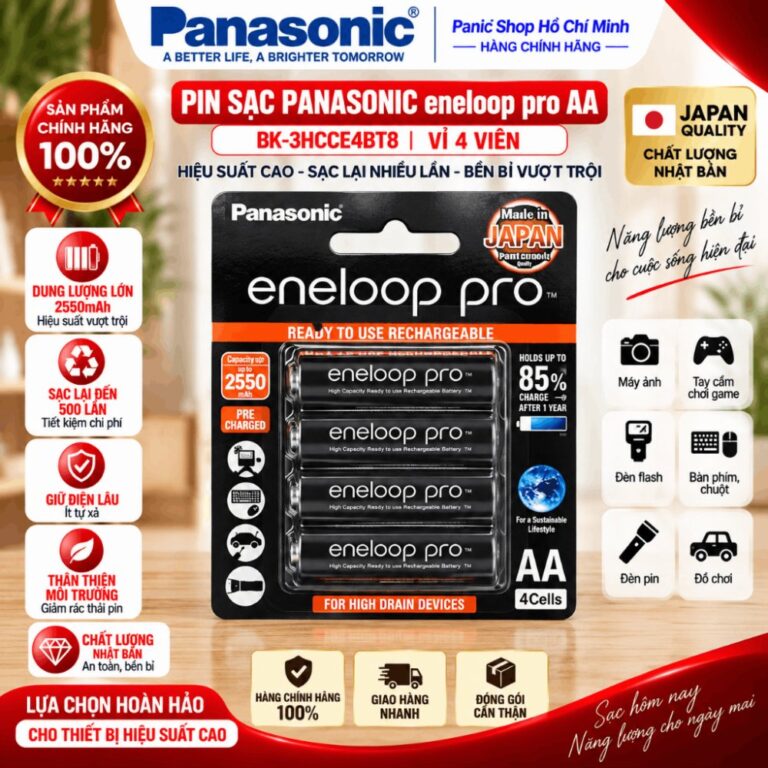 Pin sạc Panasonic eneloop pro AA 2550mAh BK-3HCCE4BT8 (Vỉ 4 viên) - Hàng chính hãng