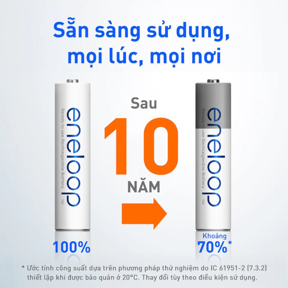Pin sạc Panasonic eneloop tiêu chuẩn AAA 800mAh - BK-4MCCE2BT6 (Vỉ 2 viên) - Hàng Chính Hãng