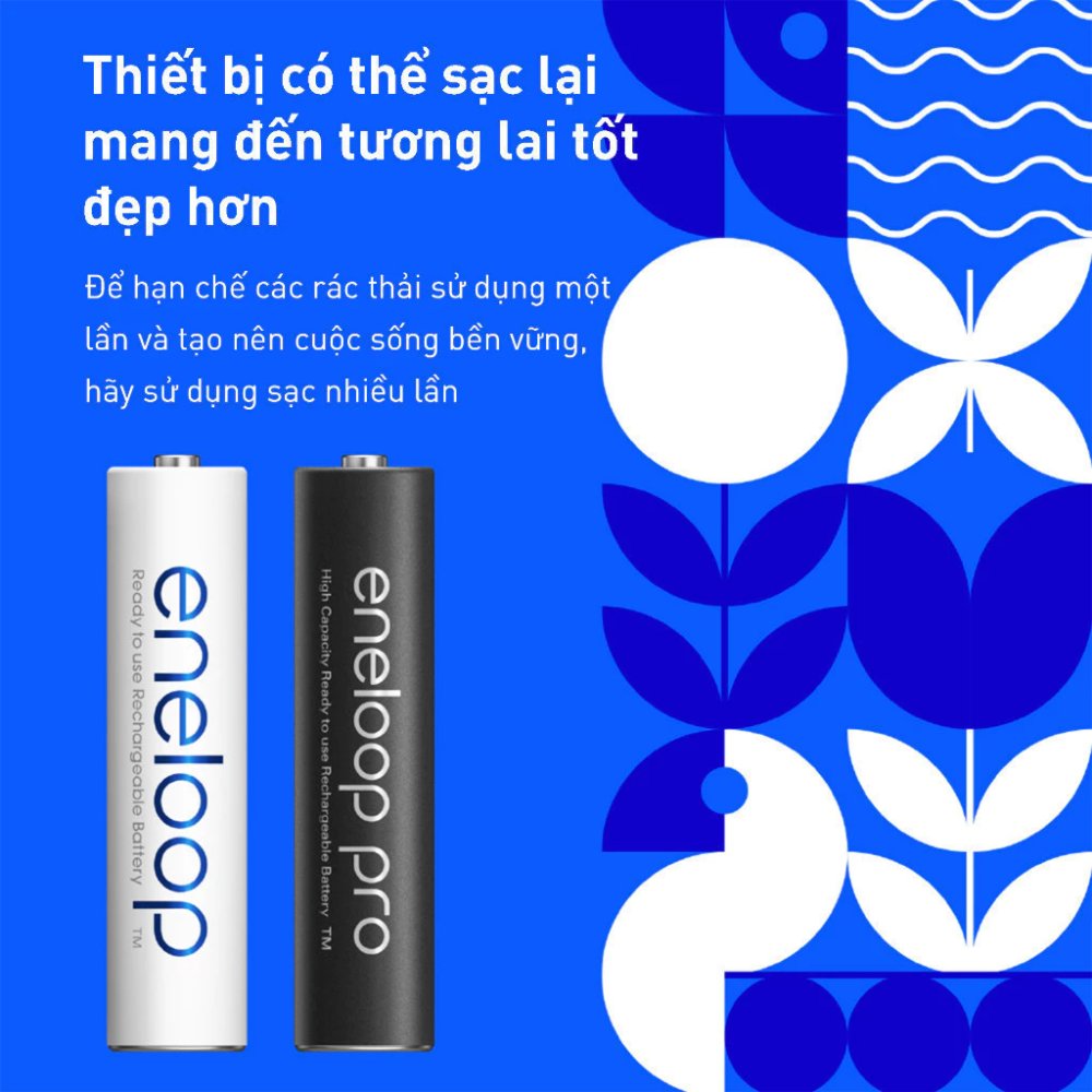 Pin sạc Panasonic eneloop tiêu chuẩn AAA 800mAh - BK-4MCCE2BT6 (Vỉ 2 viên) - Hàng Chính Hãng