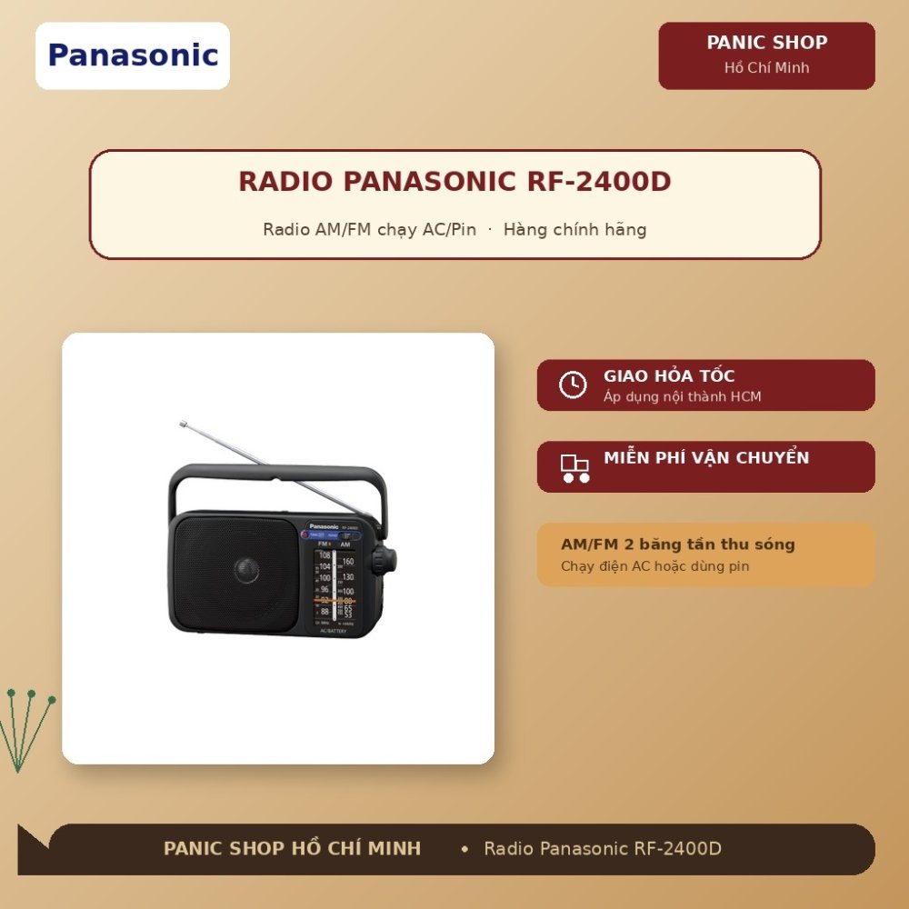 Radio Panasonic RF-2400D - Đài AM/FM Cầm Tay Chính Hãng - Chạy Điện AC/Pin