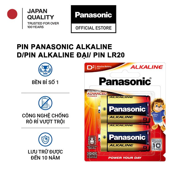 Vỉ 2 Viên Pin Panasonic Alkaline D/Pin Alkaline Đại/ Pin LR20 – Hàng Chính Hãng