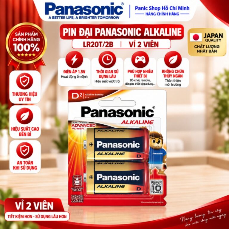Vỉ 2 Viên Pin Panasonic Alkaline D/Pin Alkaline Đại/ Pin LR20 – Hàng Chính Hãng