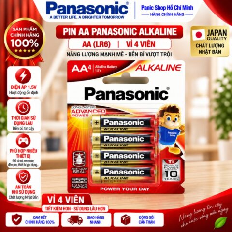 (Vỉ 4 viên) Pin Panasonic Alkaline AA LR6T/4B-V – Hàng Chính Hãng