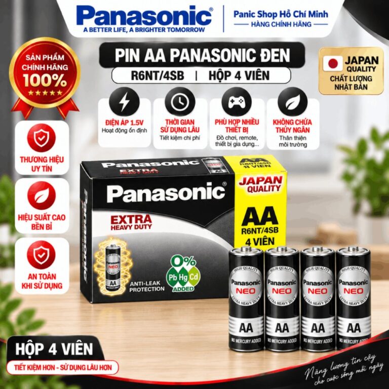 Vỉ 4 viên Pin Than Panasonic AA R6NT/4SB-V (Đen) – Hàng Chính Hãng